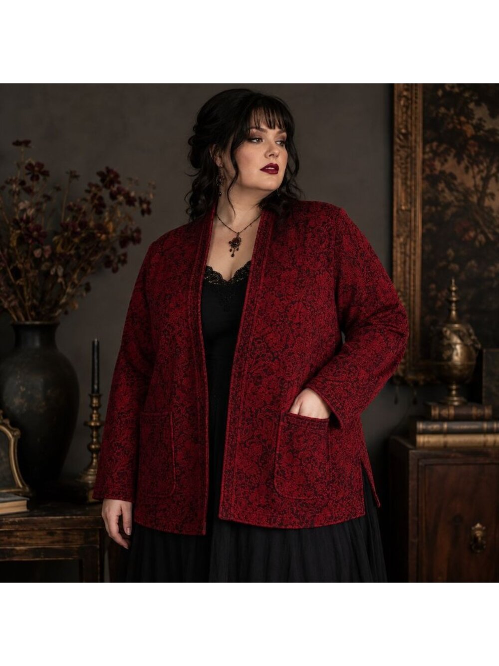 VTG Floral Tapestry Jacket Whimsigoth Dark Academia Boho 2X - Picture 1 of 13